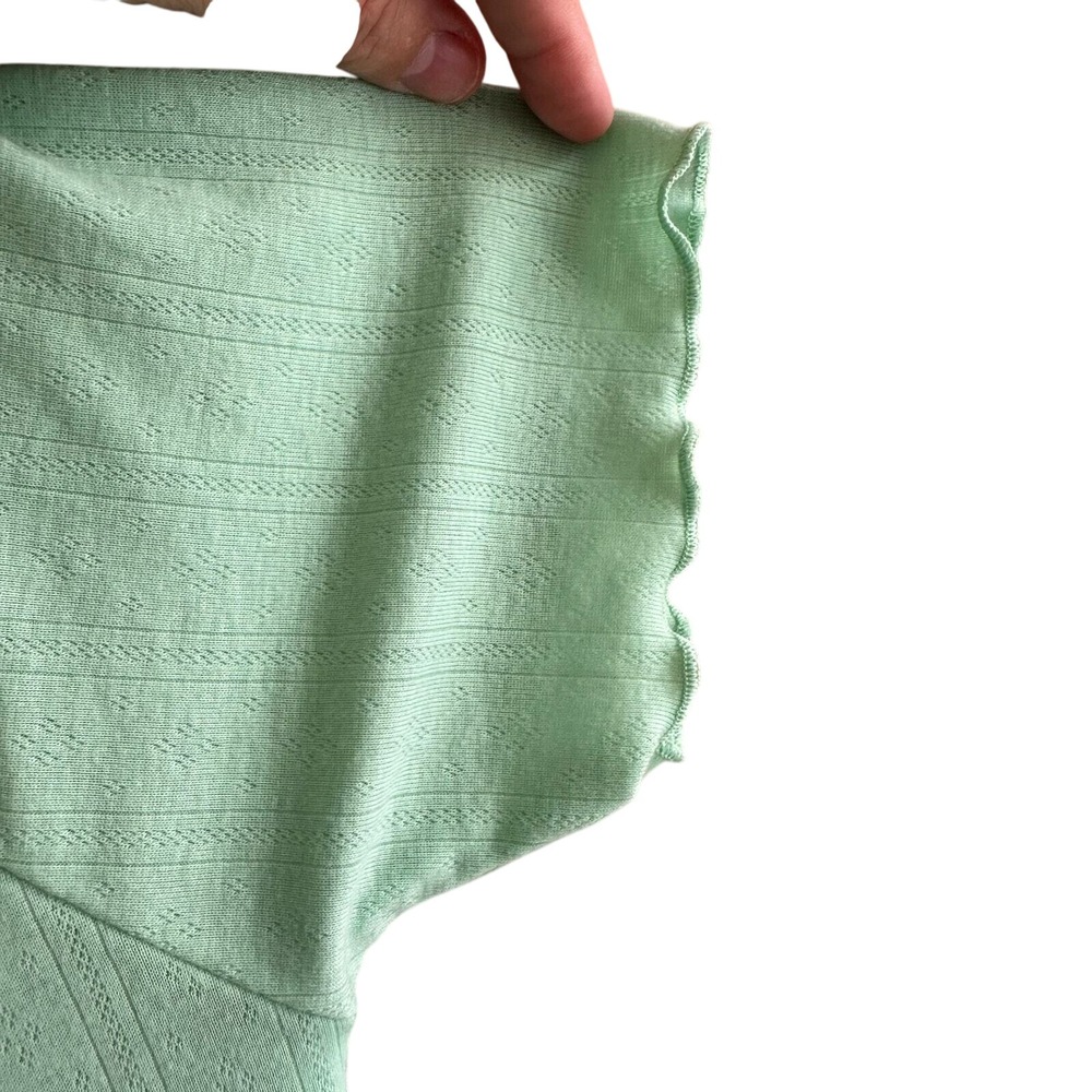 Colsie Mint Green Ribbed Knit Crop Top V Neck Drawstring Short Sleeve XL‎ - Picture 5 of 6